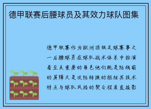 德甲联赛后腰球员及其效力球队图集